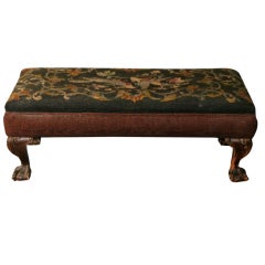 19th c. Chippendale Style Carved Mahogany and Needlepoint Upholstered Foot Stool