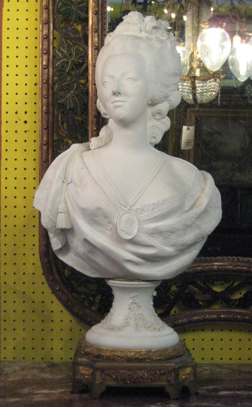 Fine 19th c. Signed Sevres Bisque Porcelain Bust of Marie Antoinette