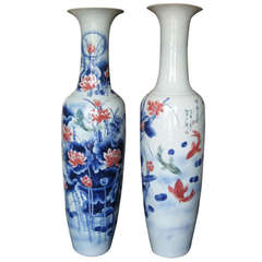 Large Chinese Export Porcelain Palace Vase (Front and Back View)