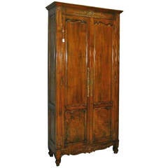 Vintage Country French Two-Door Armoire of Unusual Narrow Size