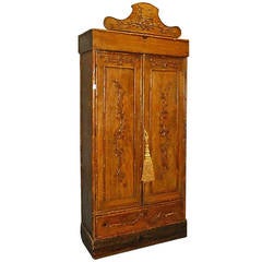 18th Century English Bamboo and Blonde Wood Two-Door Armoire