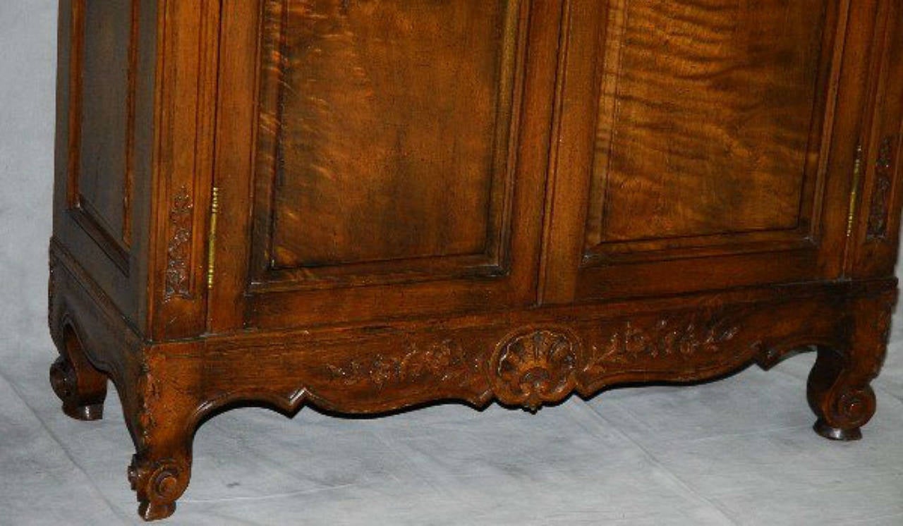 Wood Country French Two-Door Armoire of Unusual Narrow Size