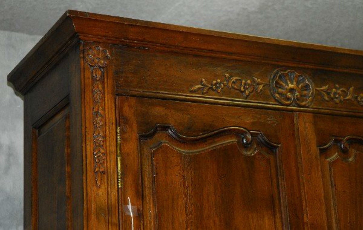 Country French Two-Door Armoire of Unusual Narrow Size In Good Condition In Miami, FL