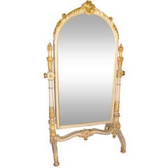 Italian carved paint and parcel-gilt Cheval Mirror - REDUCED