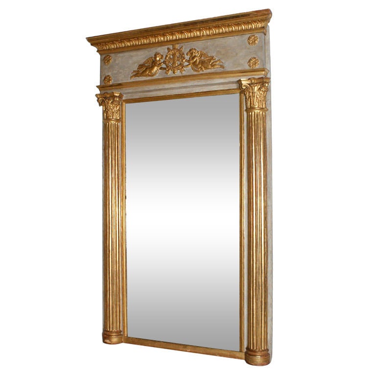 19th Century French Empire Carved and Parcel-Gilt Mirror  For Sale
