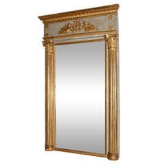 Antique 19th Century French Empire Carved and Parcel-Gilt Mirror 