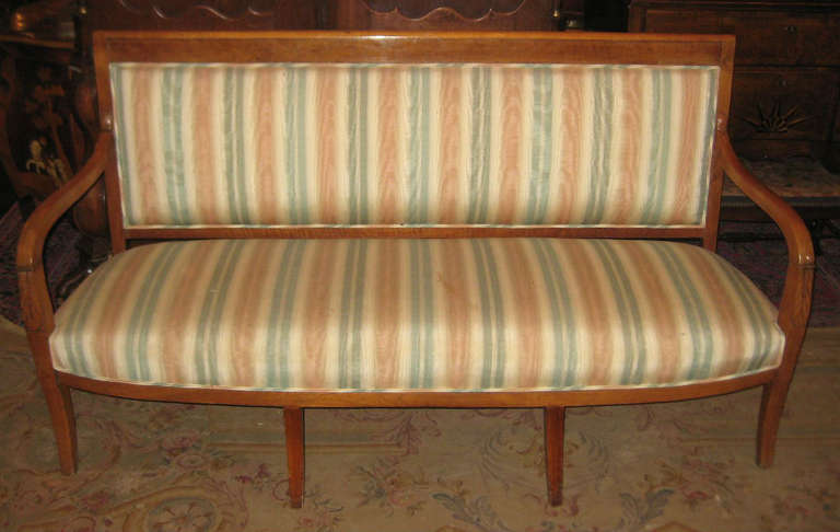 Early French Empire or Biedermeier sofa with dowel construction.