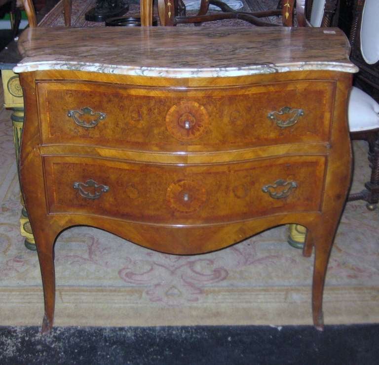 19th Century Italian Marble Top Two-Drawer Commode