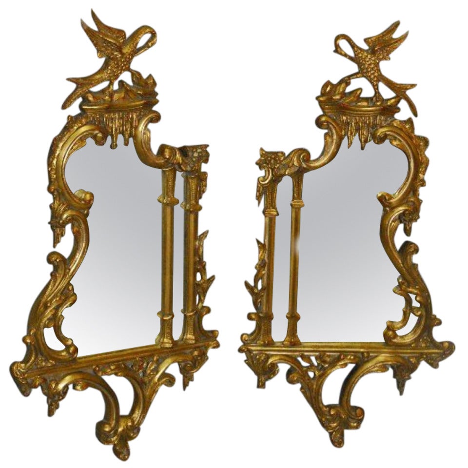 Pair of Georgian Style Mirrors with Phoenix Birds