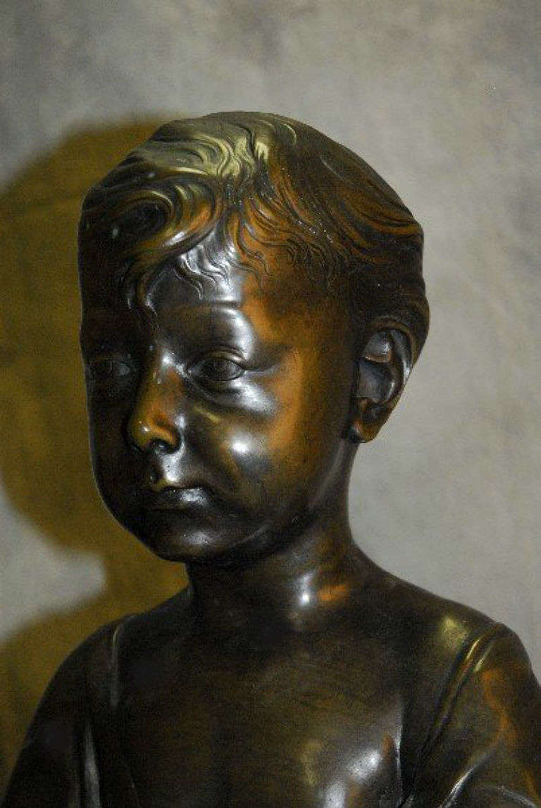 French 19th Century Italian Bronze Bust of a Boy after Desiderio da Settignano For Sale