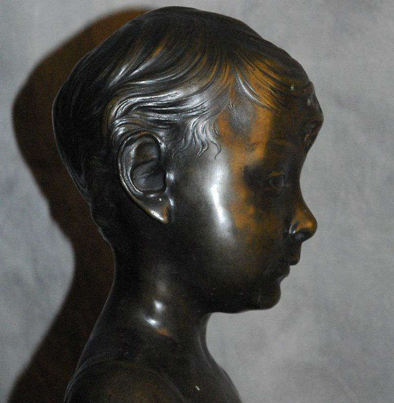 Buste d'un garçon en bronze italien du 19ème siècle d'après Desiderio da Settignano Bon état - En vente à Miami, FL
