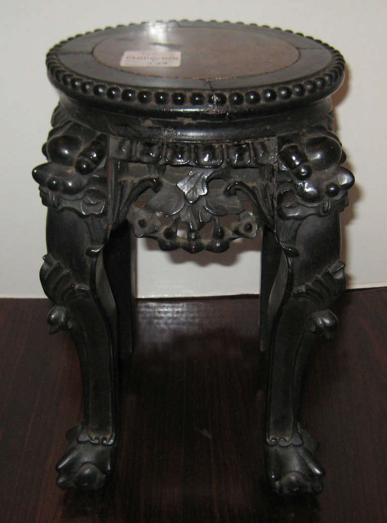 19th Century Chinese Carved Hardwood Marble-Top Table For Sale 2