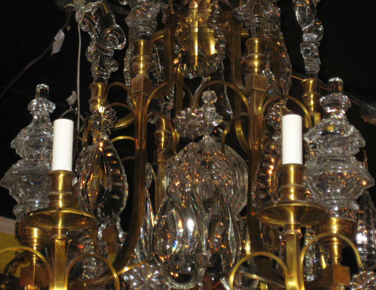 Large Louis XV 12-Light Bronze and Crystal Chandelier 1