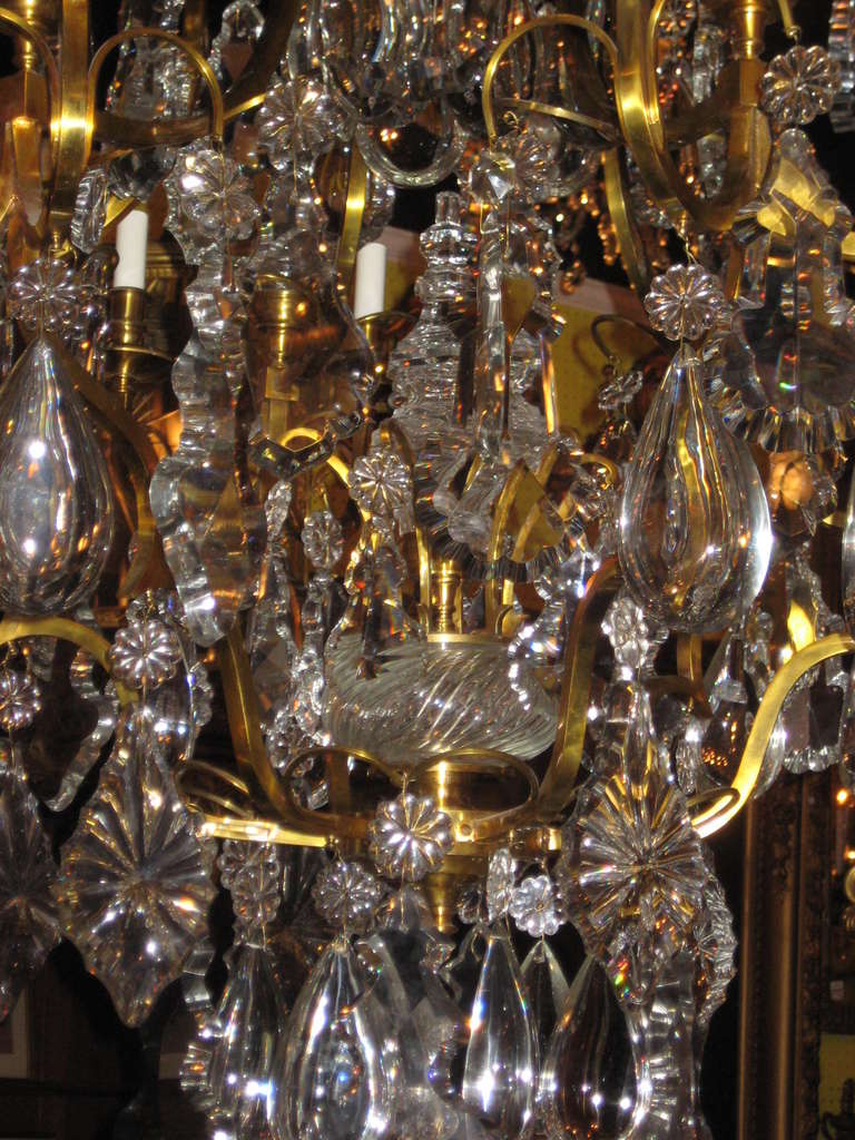 French Large Louis XV 12-Light Bronze and Crystal Chandelier
