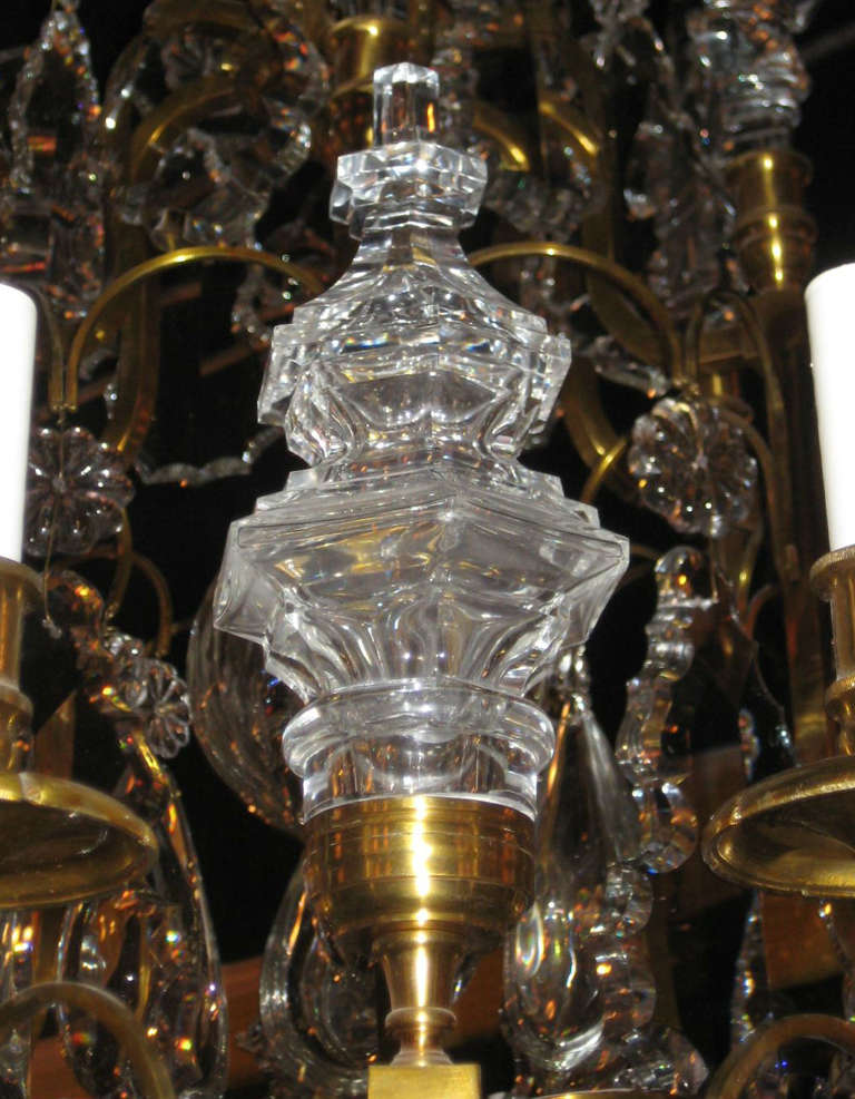 Large Louis XV 12-Light Bronze and Crystal Chandelier 2