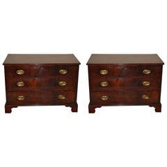 Antique Pair of 19th Century George III Mahogany Three-Drawer Low Chests