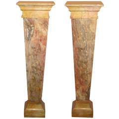 Pair of 19th Century French Sienna and Rouge Marble Pedestals