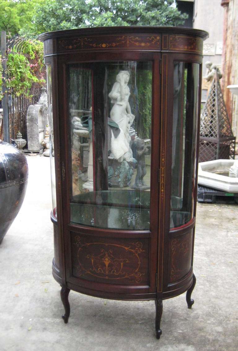 Pair of R J Horner & Co. Inlaid Mahogany Curio Cabinets - Labeled