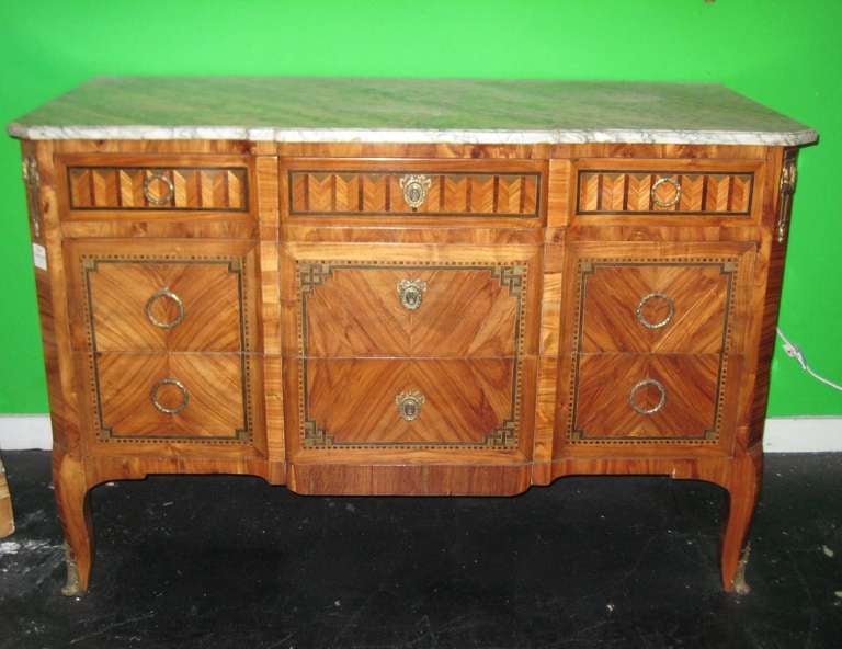 19th Century Louis XV Kingwood Marble Top Commode