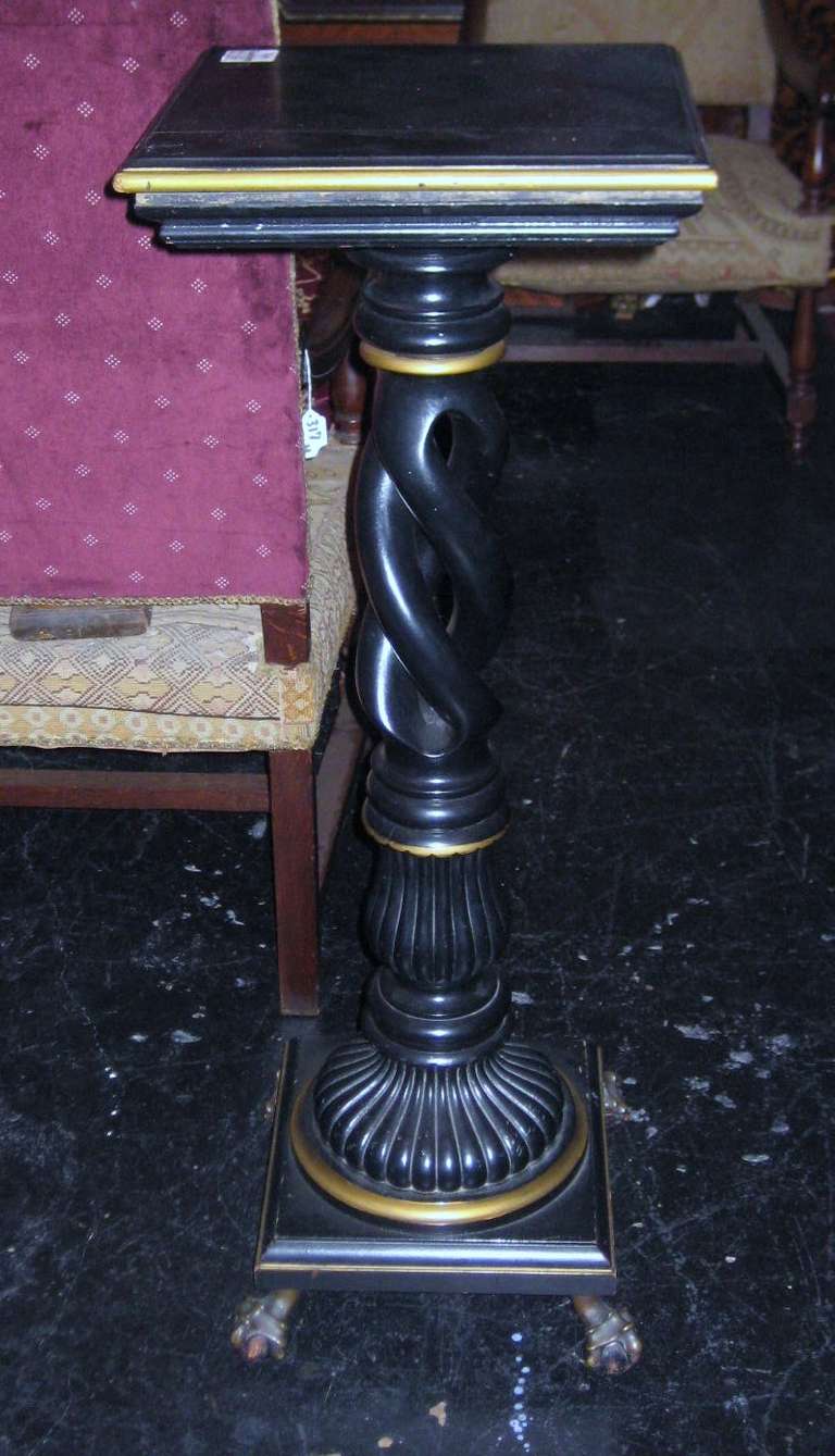 English Regency Style Ebonized And Parcel Gilt Pedestal (EG75)