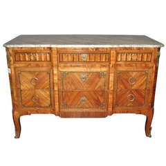 19th Century Louis XV Kingwood Marble Top Commode