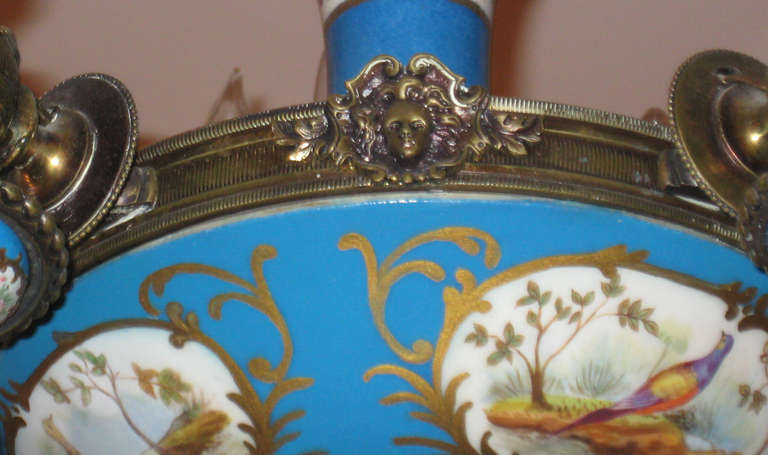 20th Century Sèvres Porcelain and Bronze Fifteen-Light Chandelier