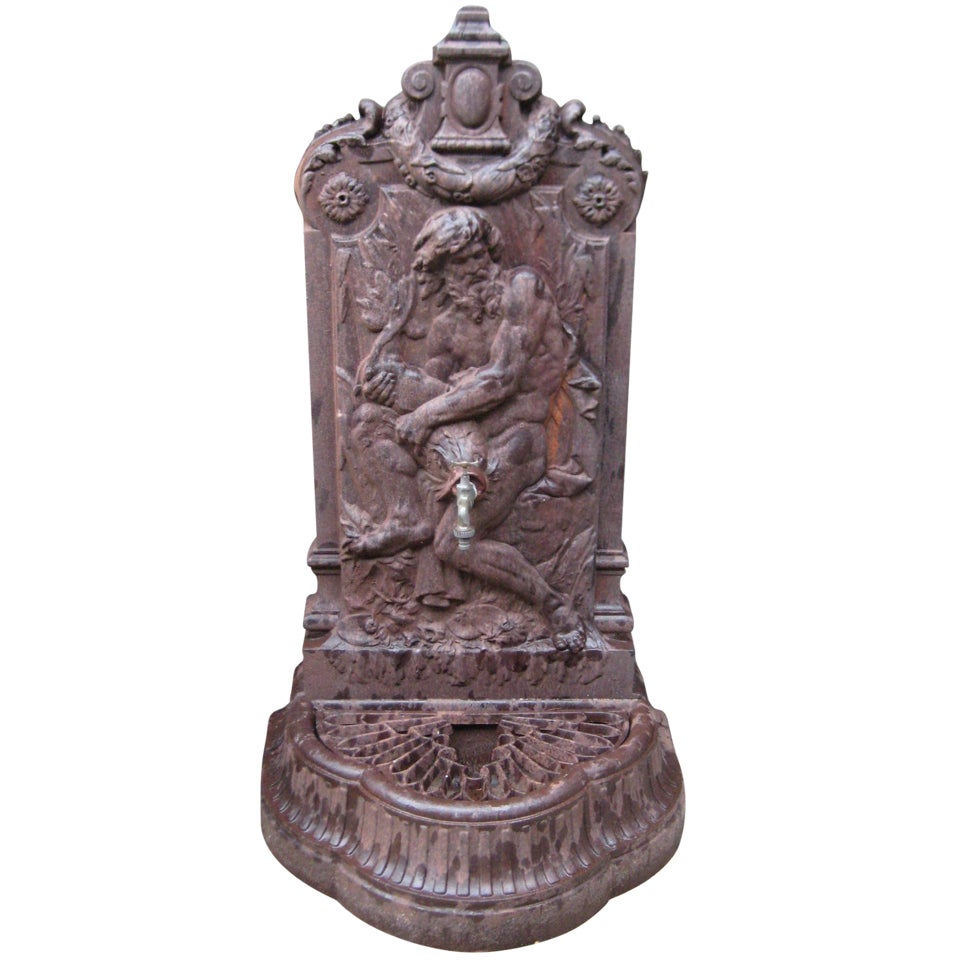 Large French Cast Iron Neptune Garden Fountain