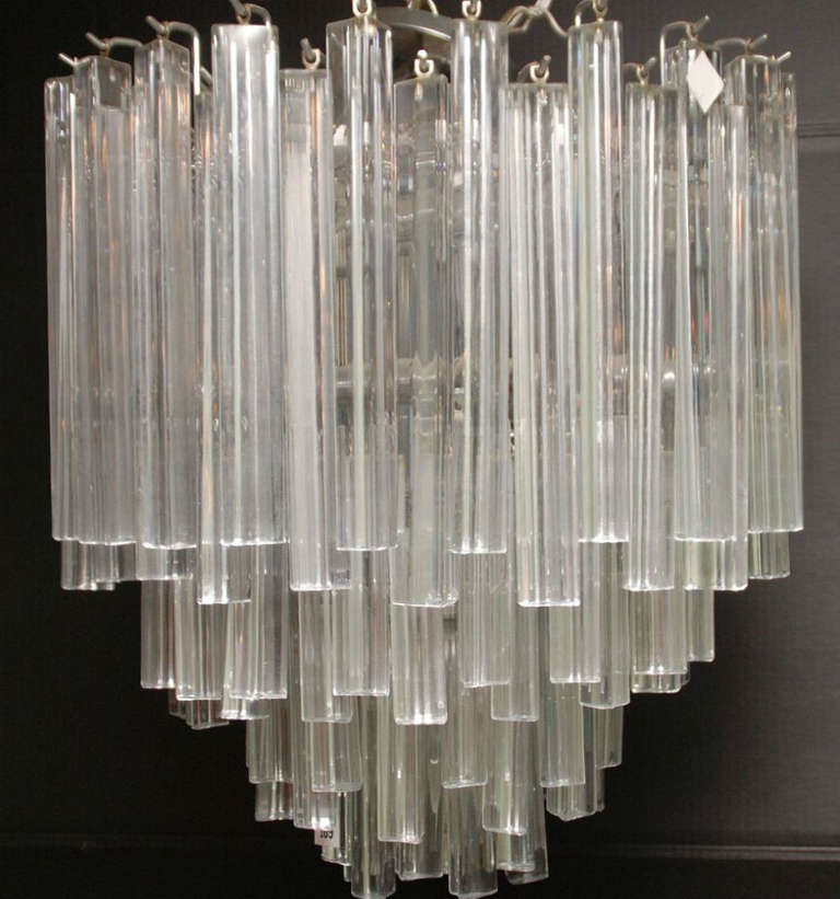 Venini Triedi Crystal Prism Three Tier Chandelier