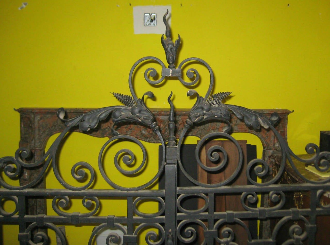 Baroque Magnificent Antique French Wrought Iron Double Garden Gates