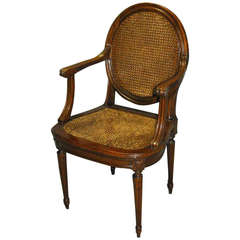 Louis XVI Carved Mahogany and Cane Desk Chair