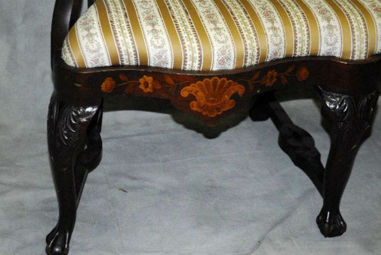 19th Century 19th c. Dutch Marquetry Double Chair Back Settee