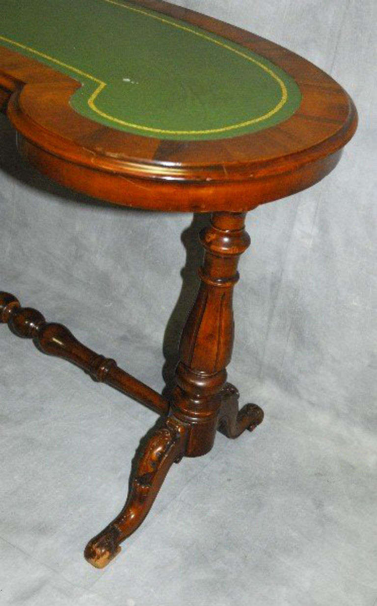 English Regency Mahogany Kidney Shape Writing Table with Leather Top