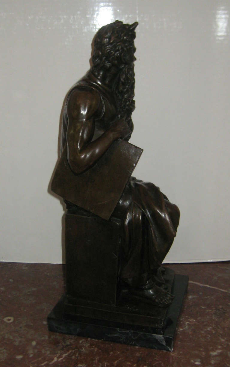 Bronze Sculpture of Moses after Michaelangelo In Good Condition In Miami, FL