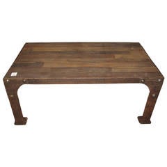 Industrial Iron and Reclaimed Wood Coffee Table