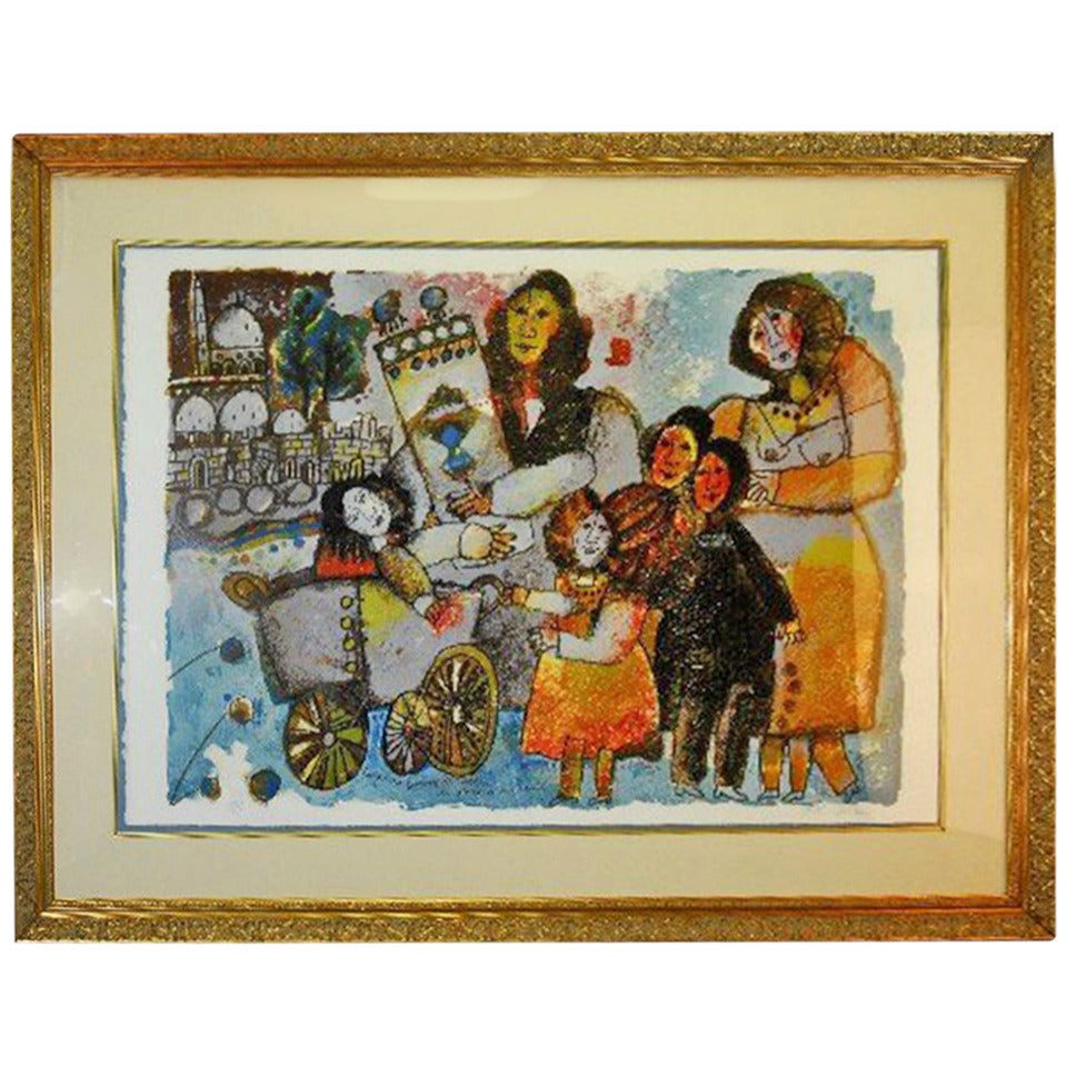 Theo Tobiasse "Judaic Color Lithograph" Signed and Numbered
