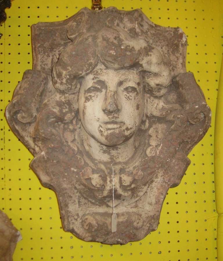 Classical Greek Pair of Italian cast stone heads of Medusa For Sale