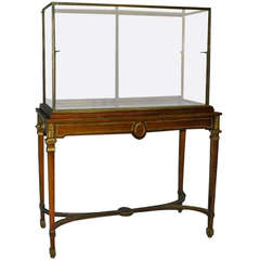 Large 19th c. Louis XVI Bronze and Mahogany Vitrine