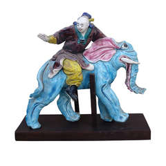 Used C.1900 Oriental Roof Tile On Wood Stands