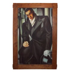 After Tamara De Lempicka, Oil on canvas, Portrait of a Man