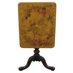 19th c. William IV mahogany tilt-top table with painted top. (M645)