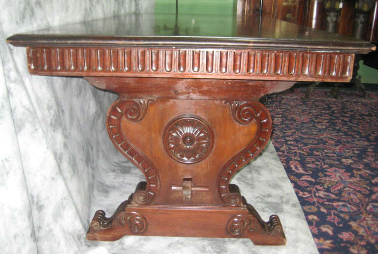 Wood 19th Century Italian Renaissance Style Carved Mahogany Refectory Table