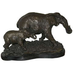 Bronze Sculpture of Striding Elephants