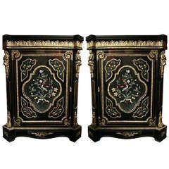 A True Pair of Napoleon III Pietra Dure Cabinets, circa 1850. (H55)