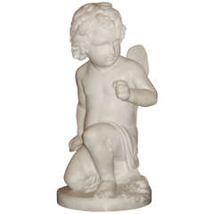 Pio Fedi, It. 1815-1892 "A Winged Putto Kneeling on One Leg"