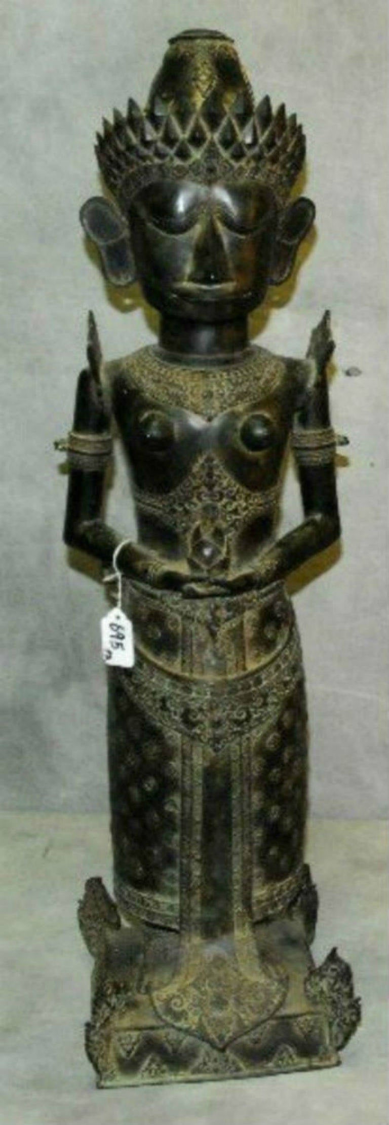 Other Large Pair of Indonesian Bronze Standing King and Queen Figures For Sale