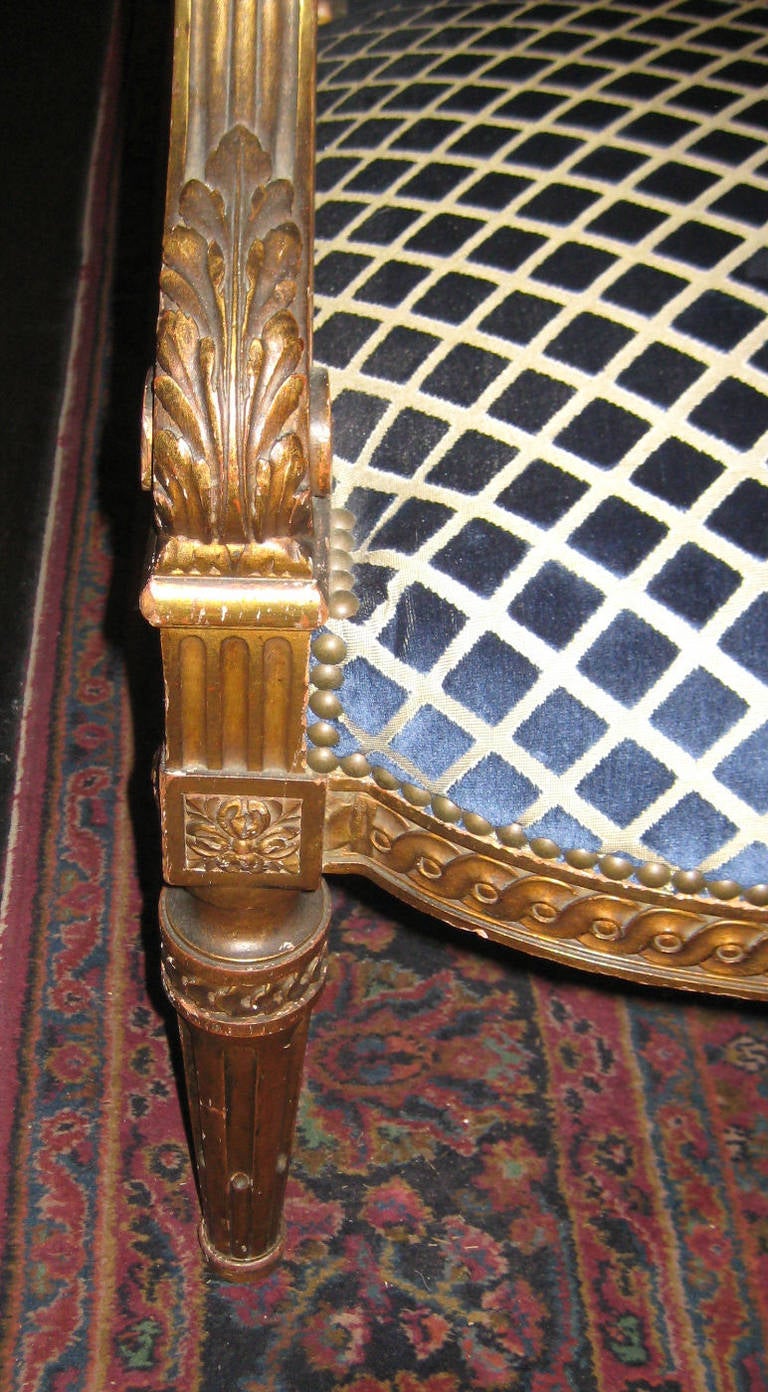 Fine Pair of Louis XVI Carved Parcel Gilt Fauteuils In Good Condition In Miami, FL