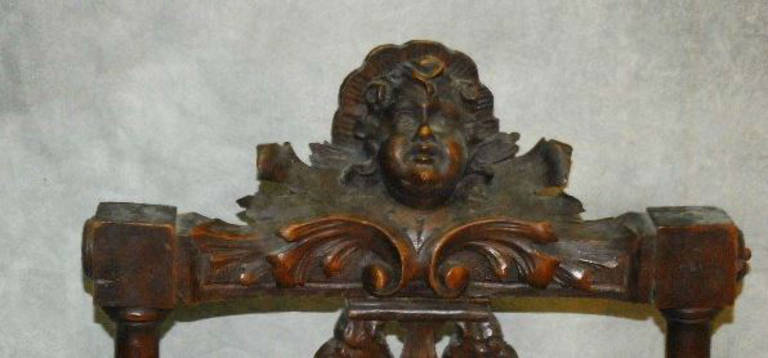 19th Century Pair of Italian Carved Walnut, Renaissance Chairs 1