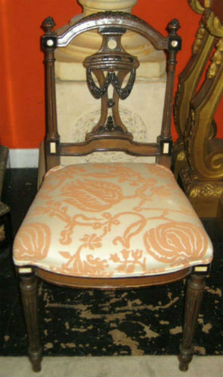 20th Century Four Edwardian Mahogany and Ebonized Parlor Chairs For Sale