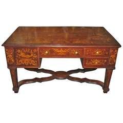 Superb 19th c. Dutch Marquetry Inlaid Partners Desk (K240)