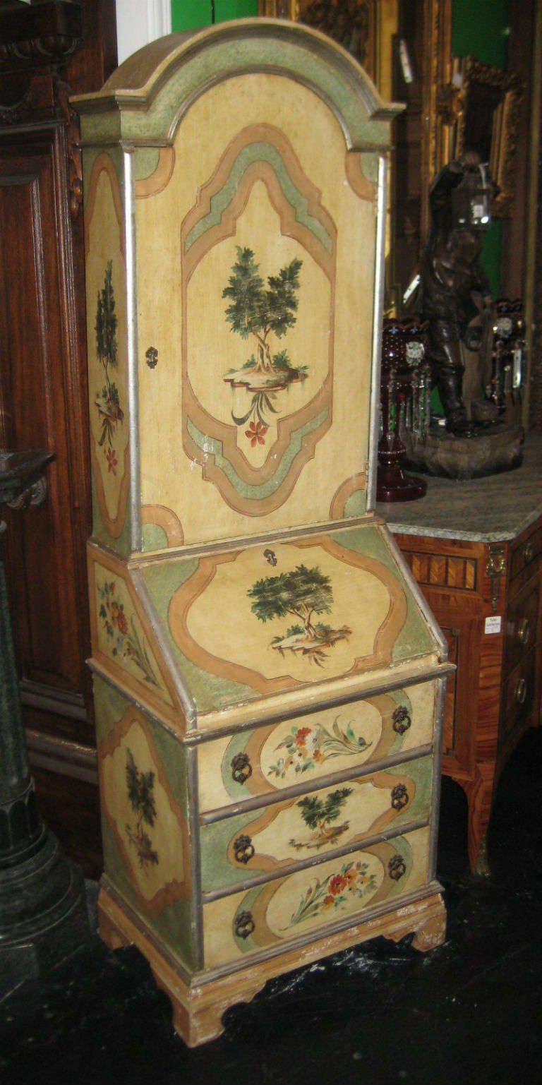 Italian Painted Secretary Bookcase